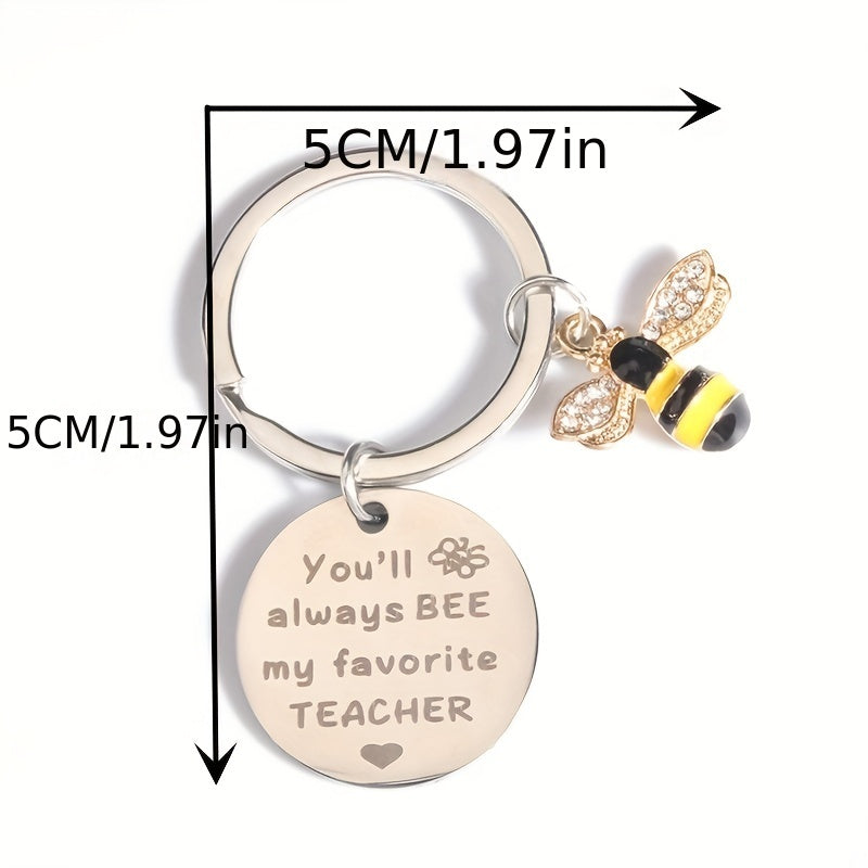 Rhinestone Bee Keychain Metal Key Ring Purse Bag Backpack Charm Gift