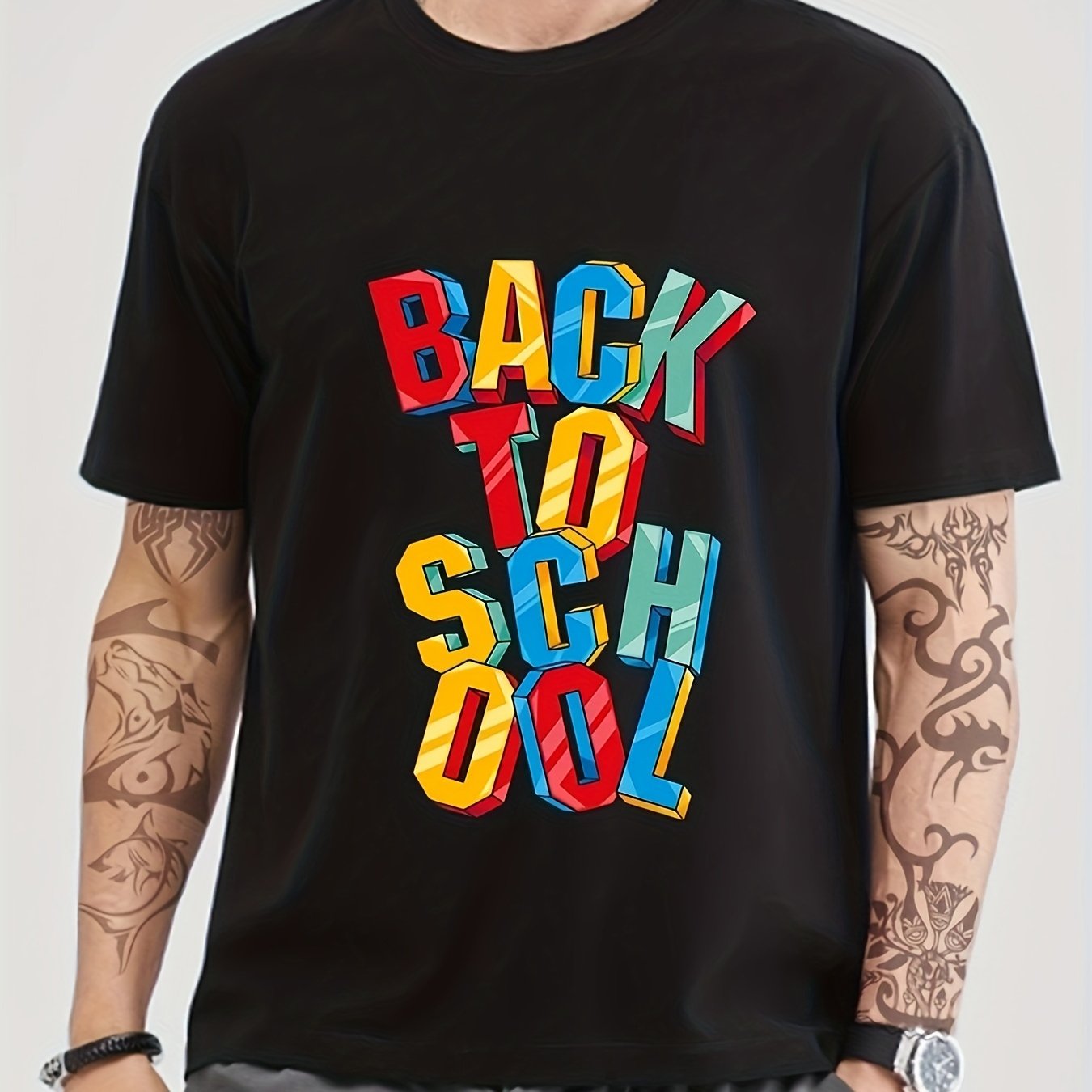 Back To School Print Men's Graphic Crew Neck T-shirt