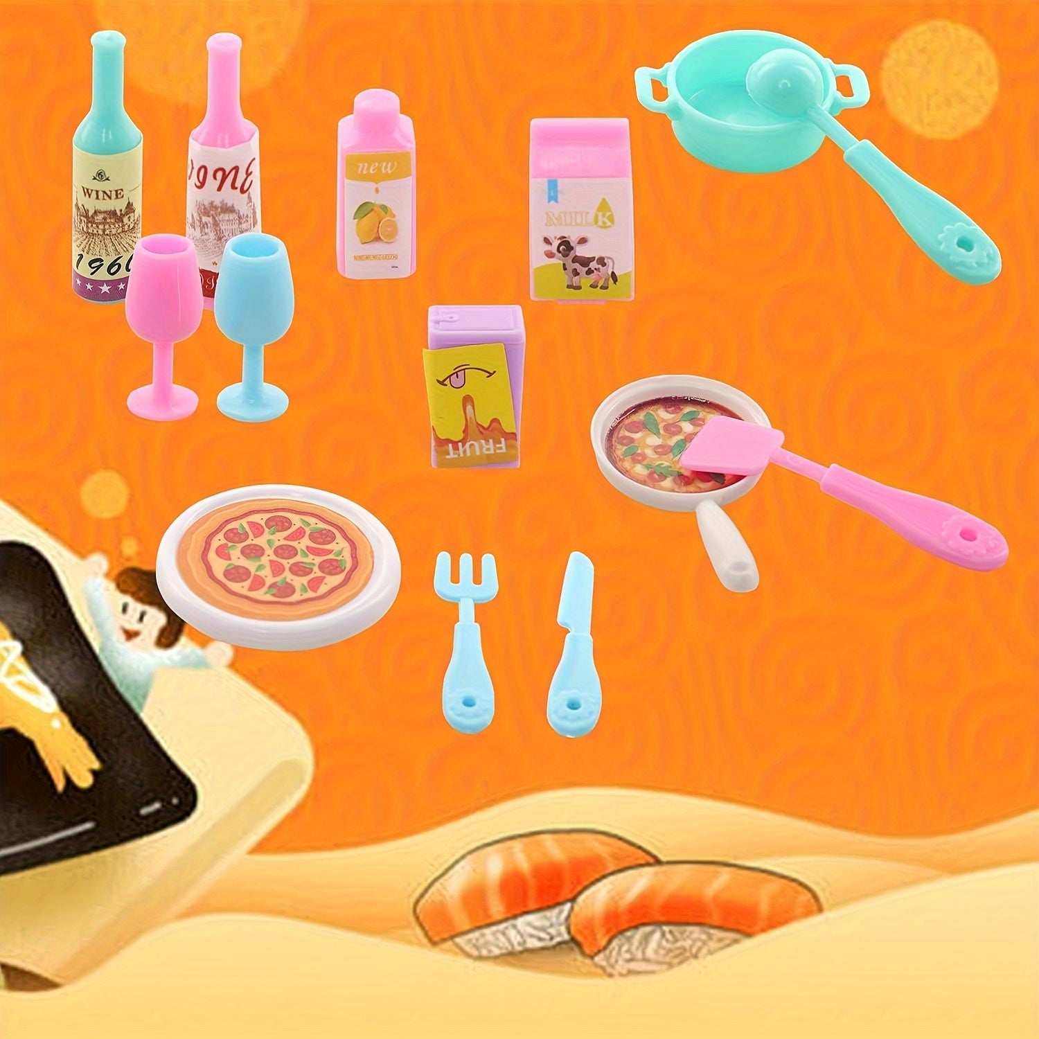 43pcs Dollhouse Accessory Set Small Food Tableware and Kitchen Decorations
