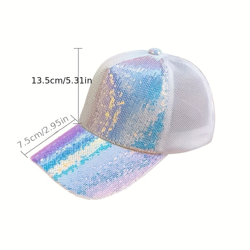 Y2K Sequin Sparkly Trucker Hat Hip Hop Adjustable Baseball Cap
