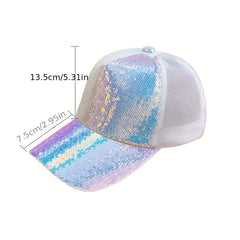 Y2K Sequin Sparkly Trucker Hat Hip Hop Adjustable Baseball Cap