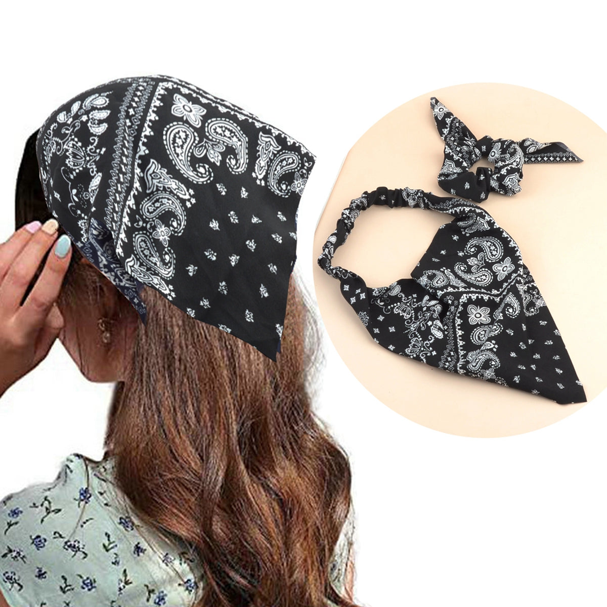 Paisley Head Scarf Bandana Head Wrap Pre-Tied Hair Cover