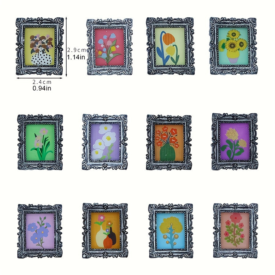 1:12 Mini Figures Flower Grass Photo Frame DIY Scene Accessories