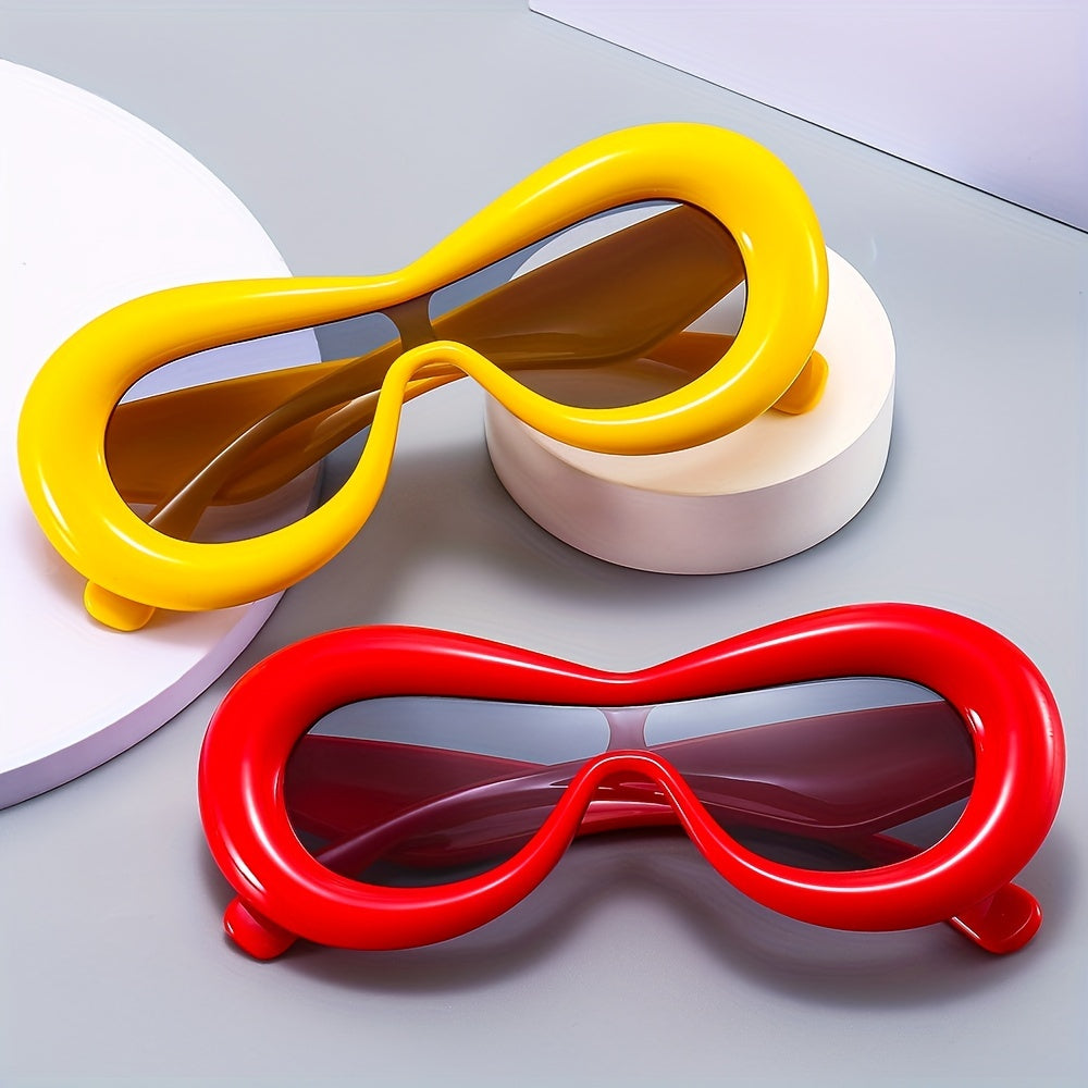 Vintage Oval Sunglasses for Women Gradient Thick Frame