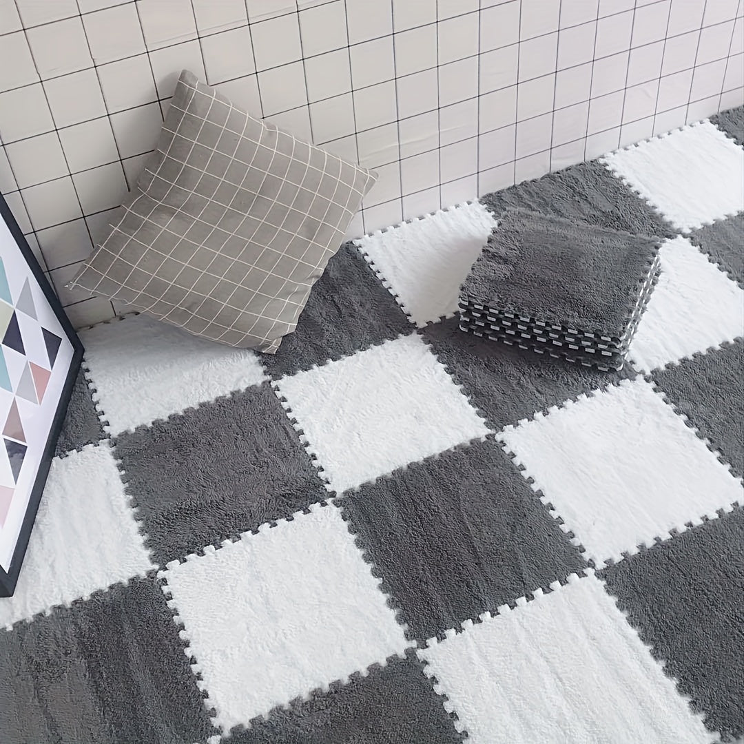 10pcs Plush Puzzle Foam Floor Mat Square Area Rug 12'X12'
