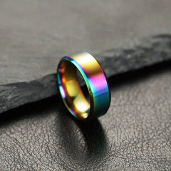 Stainless Steel Ring Matte Finish Beveled Polished Edge Comfort Fit