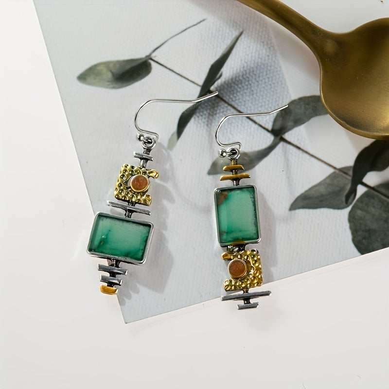 Vintage Geometric Drop Hook Earrings
