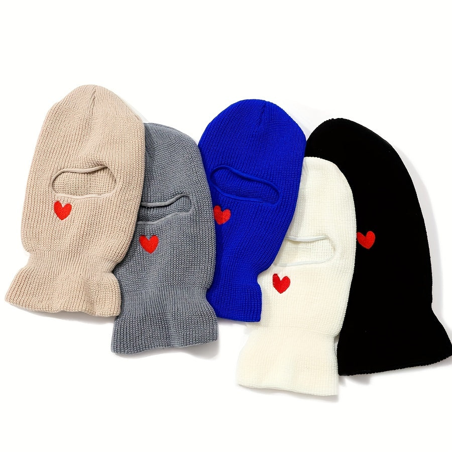 Heart Embroidered Cycling Balaclava Hat