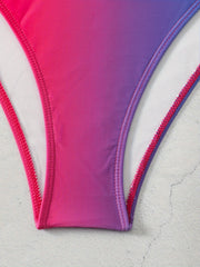  Ombre Print Bikini Set Tube Bra & High Waisted Panty Swimsuit