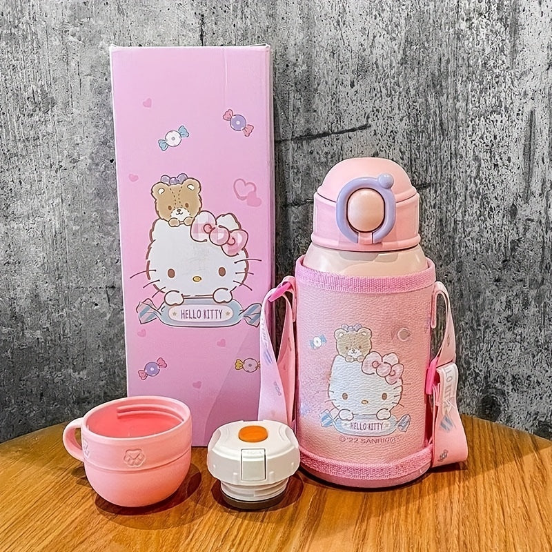 Insulated Water Cup with Dual Cover & Straw - Ideal for School Girls