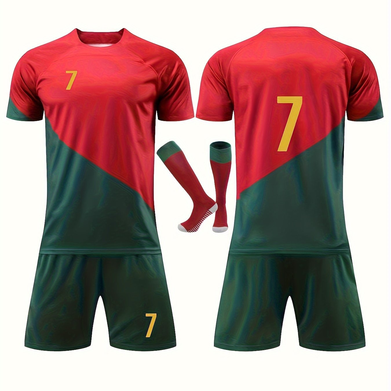 3pcs Boy's Soccer Jersey For Kids T shirt & Socks & Shorts Set