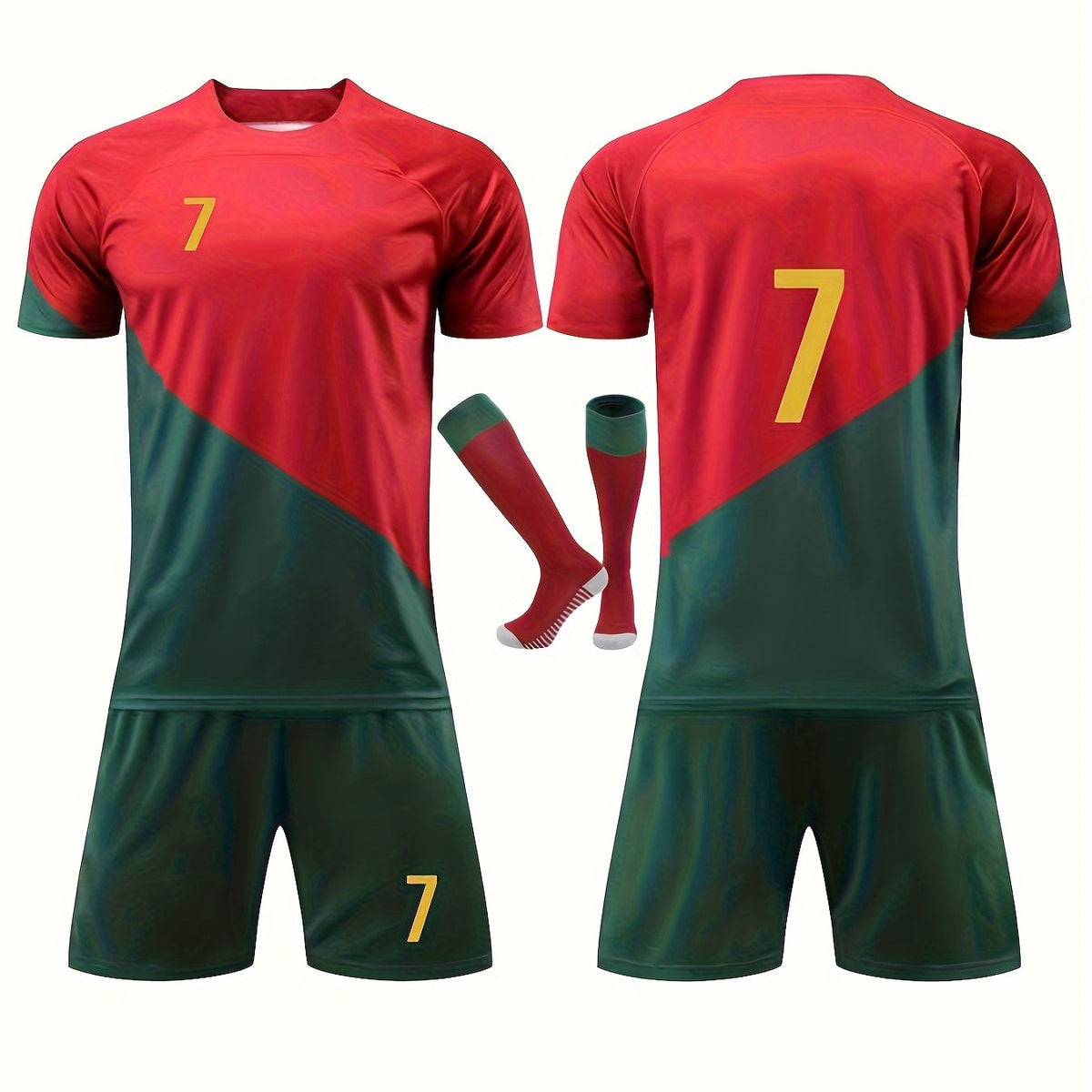 3pcs Boy's Soccer Jersey For Kids T shirt & Socks & Shorts Set