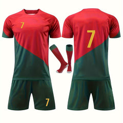 3pcs Boy's Soccer Jersey For Kids T shirt & Socks & Shorts Set