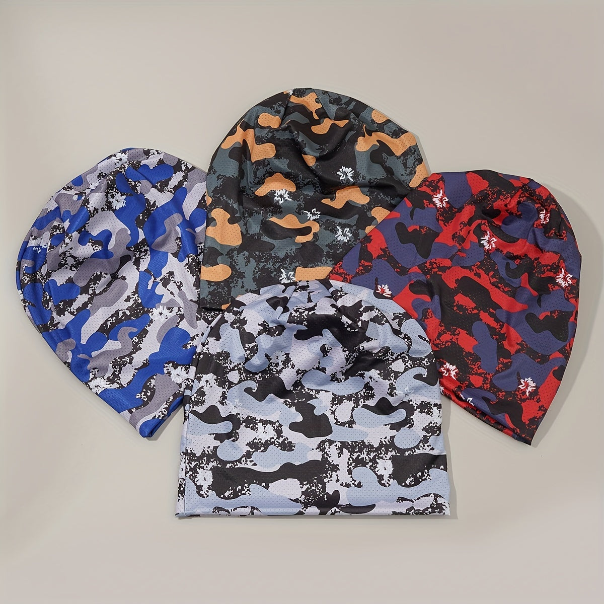 Summer Ice Silk Breathable Mesh Stacking Hat Mens Camouflage Thin Turban Hat