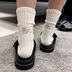Letter Print Socks Soft Mid Tube Socks Women's Stockings