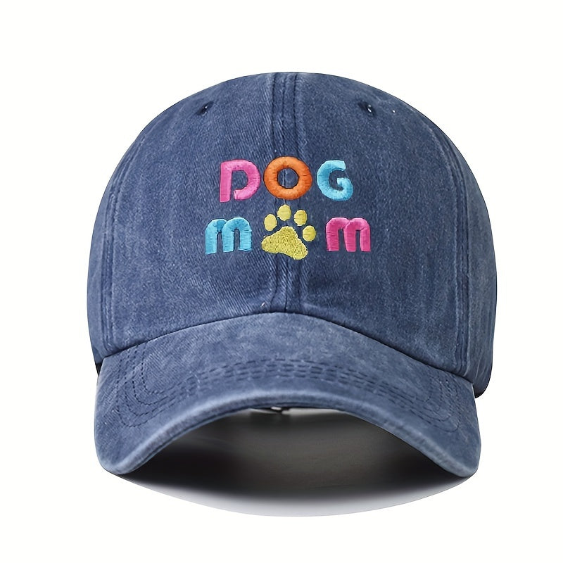 DOG MOM Embroidered Baseball Cap Y2K Washed Distressed Dad Hat