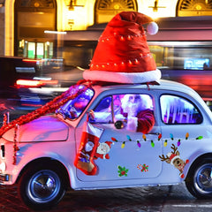 Christmas Magnets Decor Reflective Santa Bulb Car Refrigerator Stickers