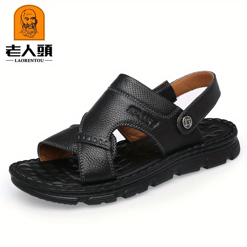 LAORENTOU Men's Leather Non Slip Sandals Summer