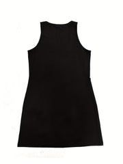 Coconut Tree Print Tank Dress Sleeveless Casual Dress