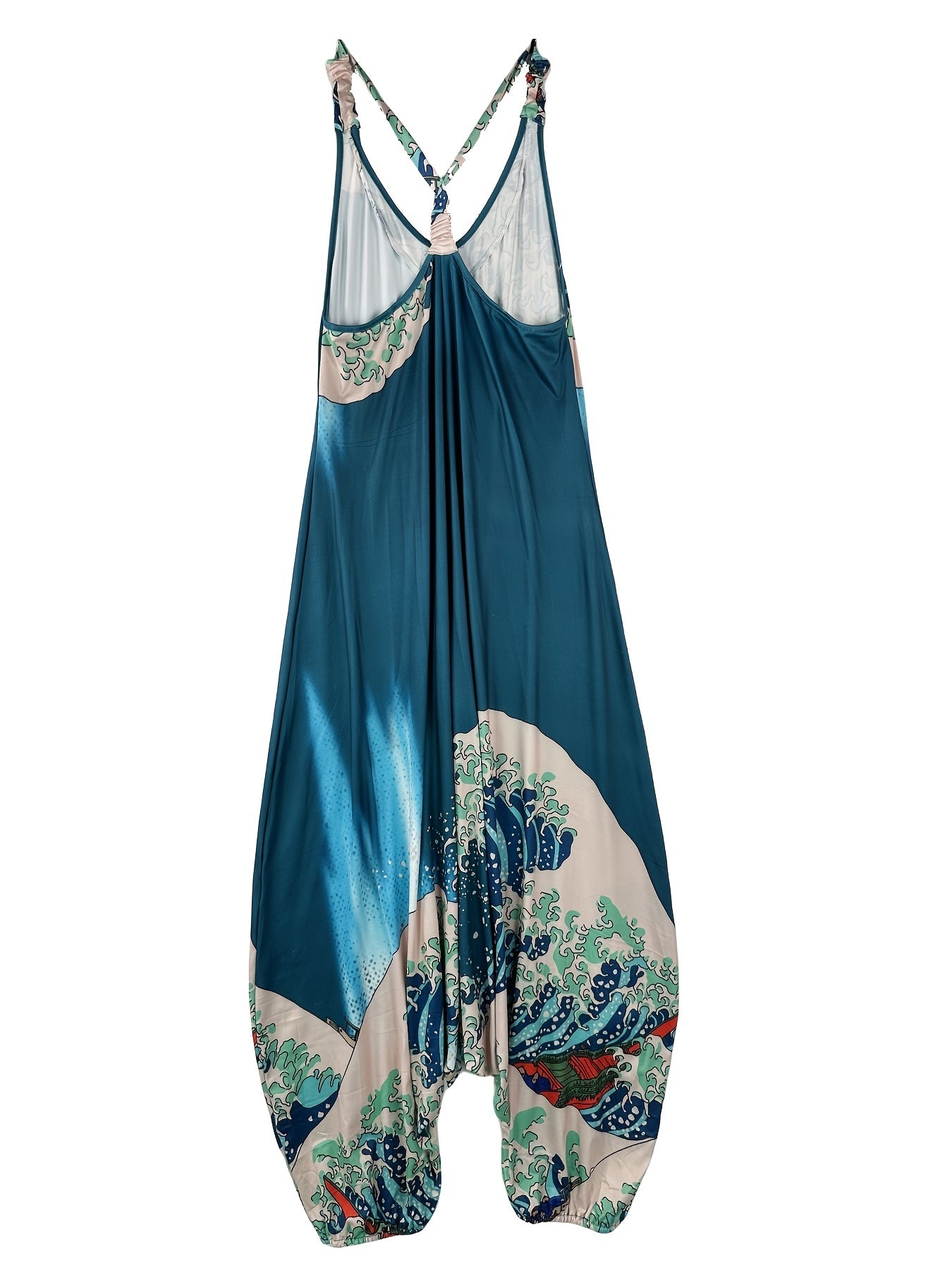Graphic V Neck Harem Jumpsuit Spaghetti Strap Casual Wear