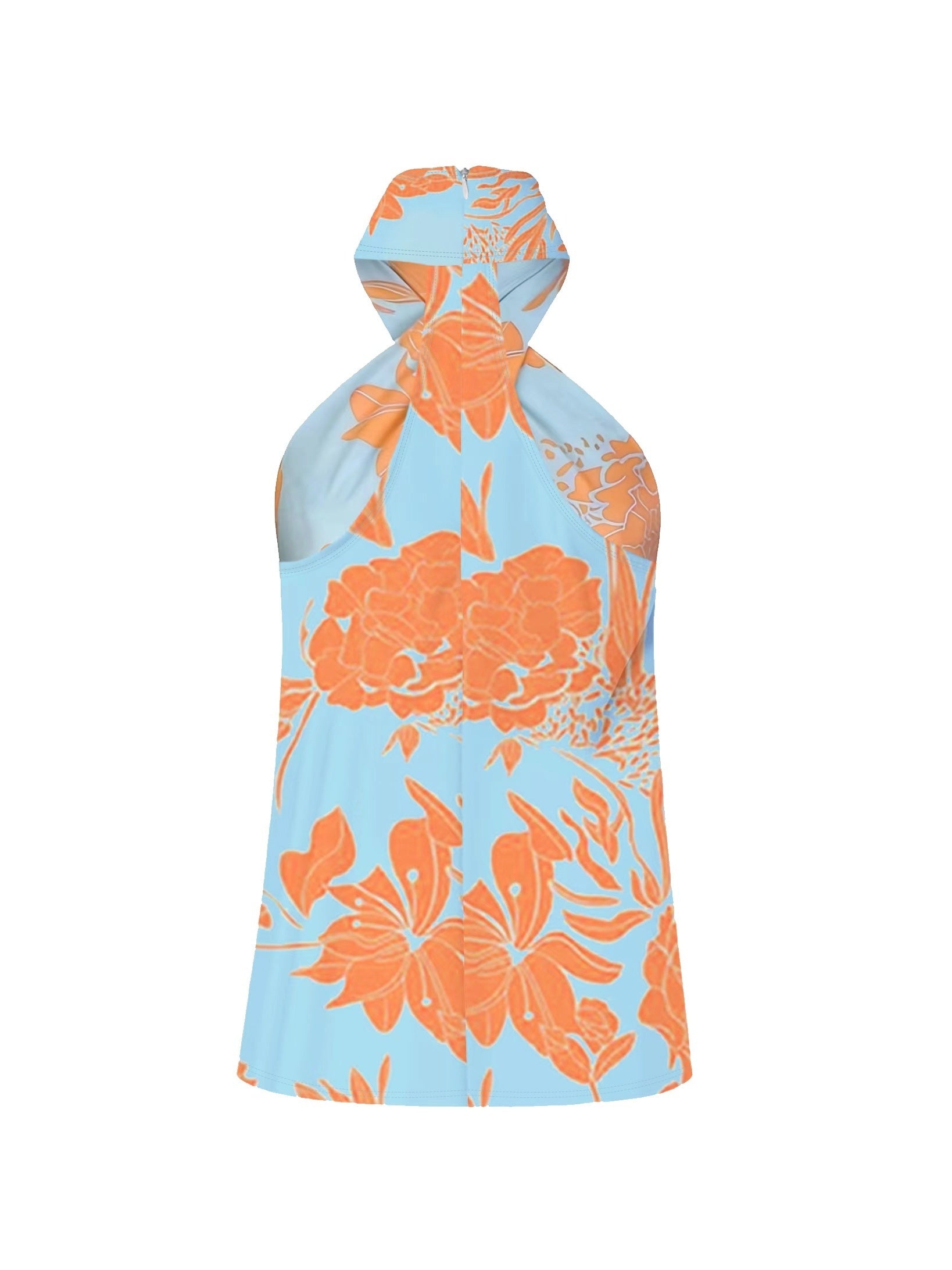 Floral Print Halter Top Backless Summer Sleeveless Top