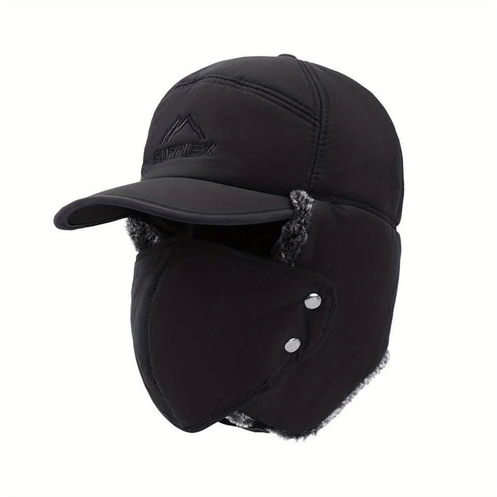 Winter Aviator Hat 3 in 1 Face Cover Earflaps Removable Mask Pilot Brim Hat