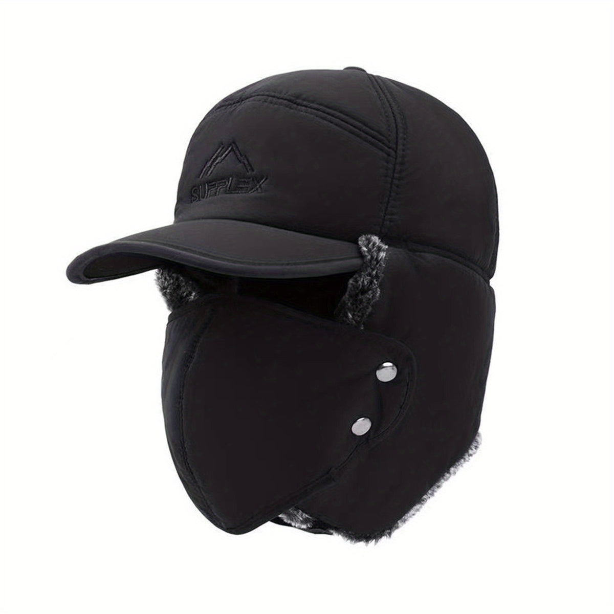 Winter Aviator Hat 3 in 1 Face Cover Earflaps Removable Mask Pilot Brim Hat