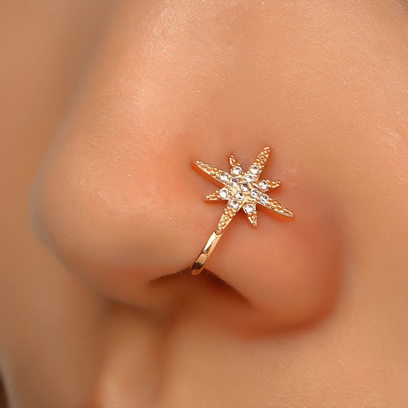 Men's Crown Shaped Nose Clip Inlaid Zircon Craft Party Gift