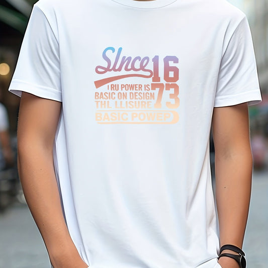Retro Letter Print Men's Graphic T-Shirt for Summer