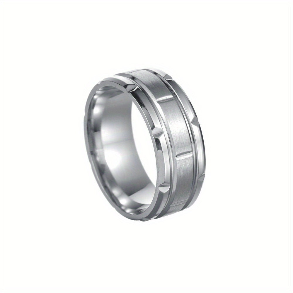 Men's Stainless Steel Single Ring Vacuum Plated Casual Jewelry