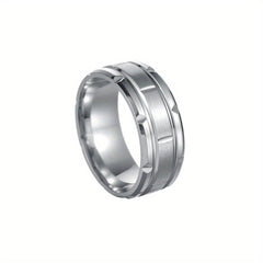 Men's Stainless Steel Single Ring Vacuum Plated Casual Jewelry