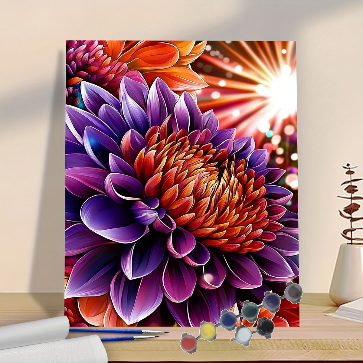 DIY Painting by Numbers Kit Purple Flowers for Beginners