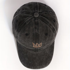 Crown Embroidered Gray Baseball Cap Washed Distressed Sunshade Dad Hat
