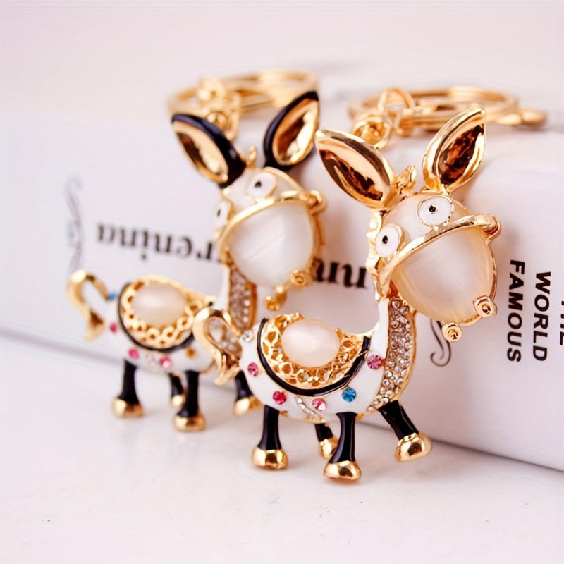 Donkey Rhinestone Keychain Animal Ornament Gift