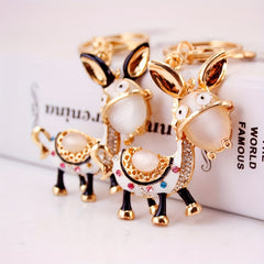 Donkey Rhinestone Keychain Animal Ornament Gift