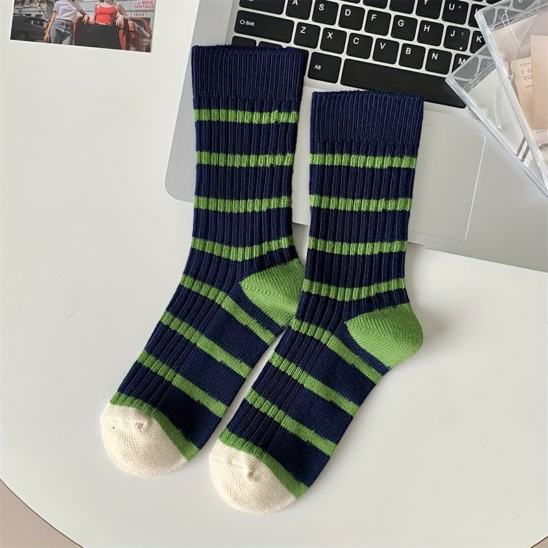 Colorblock Striped Socks Mid Tube Women's Stockings