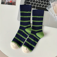 Colorblock Striped Socks Mid Tube Women's Stockings