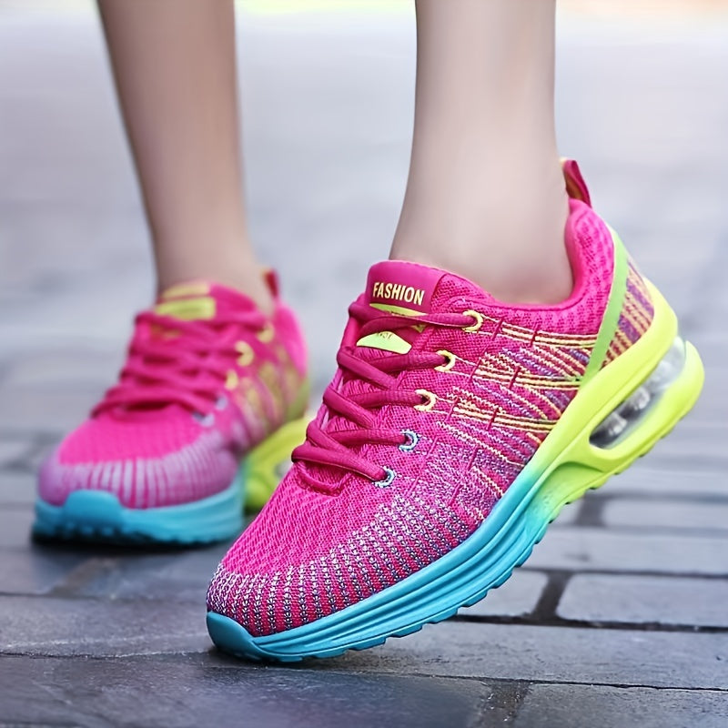 Women's Air Cushion Casual Shoes Lace Up Round Toe Sneakers