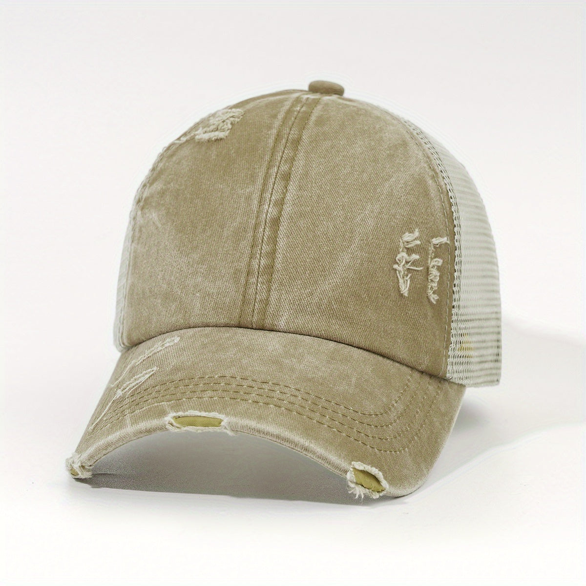 Leopard Print Ponytail Trucker Hat Dad Cap for Women
