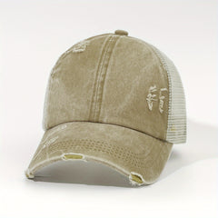 Leopard Print Ponytail Trucker Hat Dad Cap for Women