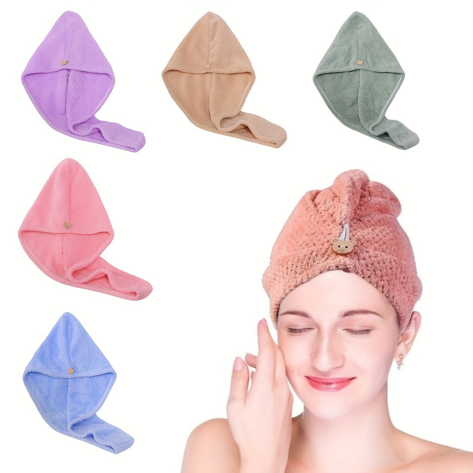 Quick Drying Microfiber Hair Towel with Button