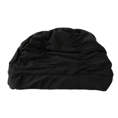 Solid Swimming Cap Pleated Shower Hat Long Hair Nylon Bathing Cap