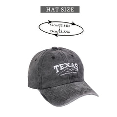Distressed Baseball Cap Texas Embroidery Adjustable Sun Hats
