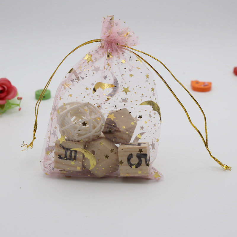 50pcs Bronzing Star Moon Organza Mesh Bag