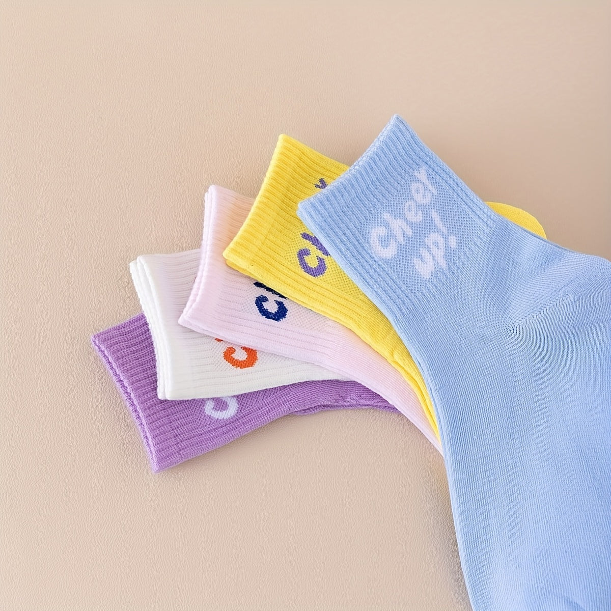 5 Pairs Letter Print Socks Women's Stockings