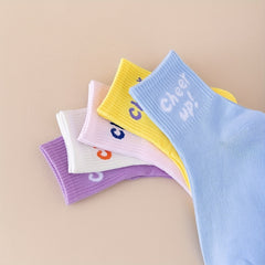 5 Pairs Letter Print Socks Women's Stockings