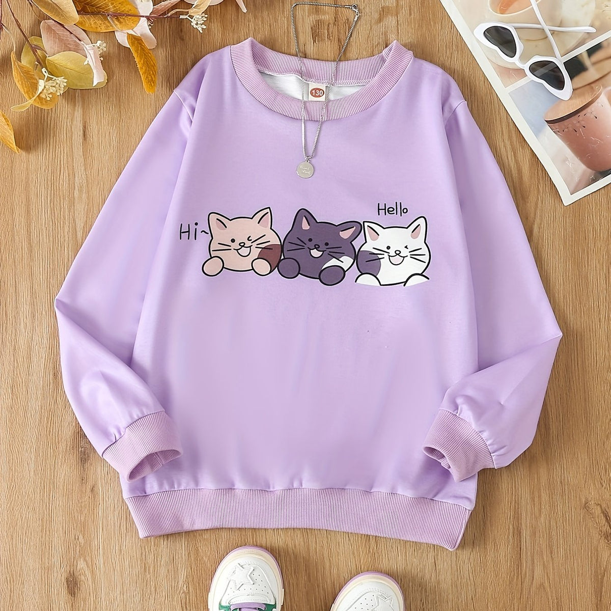 Kitty Buddies Graphic Sweatshirt For Girls