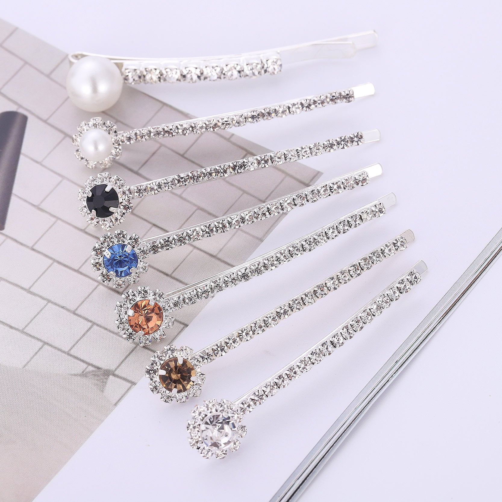 Rhinestone Bobby Pins Faux Pearl Hair Barrettes