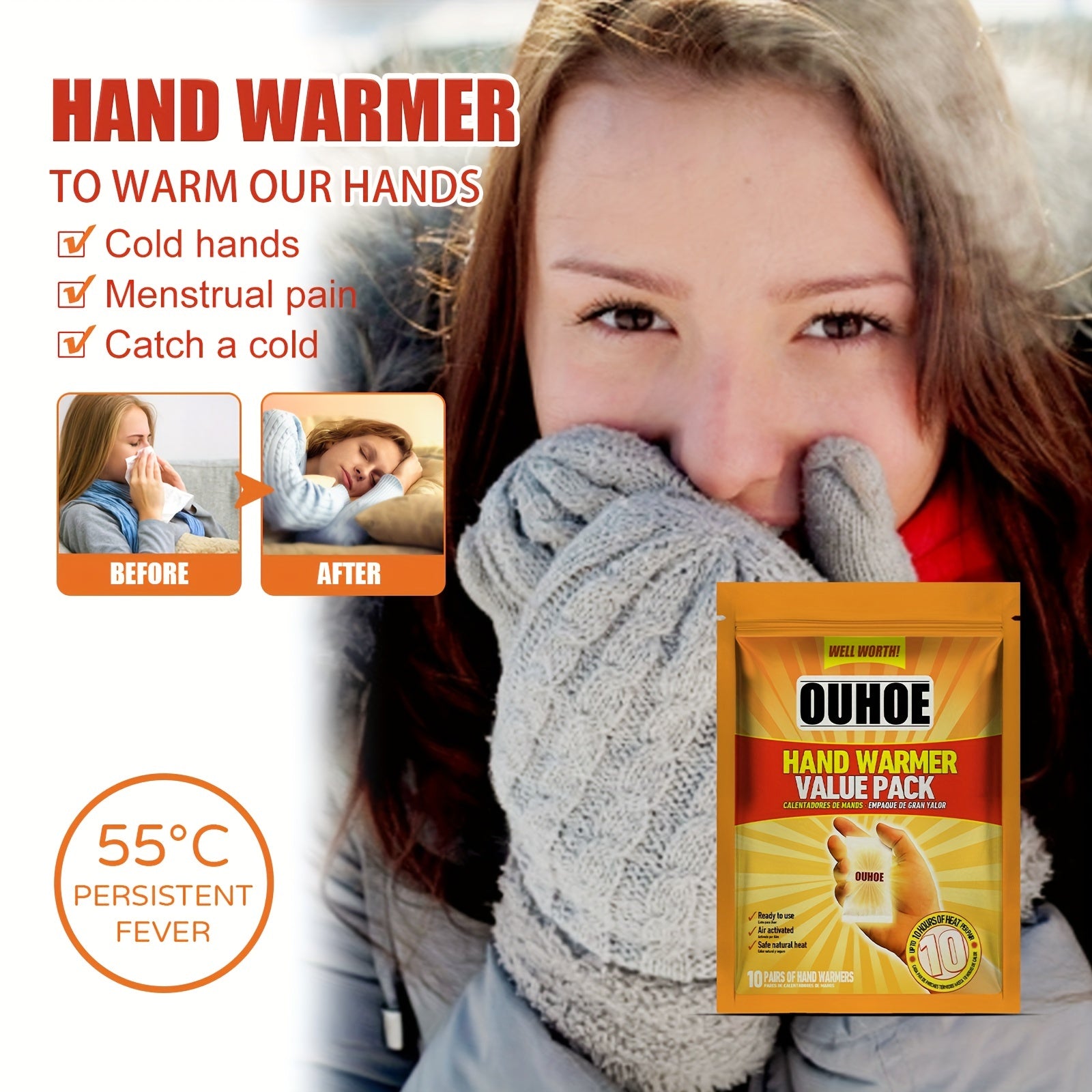 20pcs/10pcs Hand Warmers Natural Safe for Men Women Indoor Outdoor Winter Travel