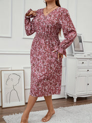 Floral Print Flounce Sleeve Maxi Dress